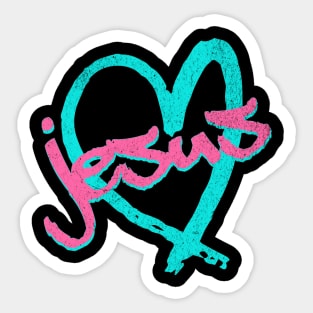 I Love Jesus Vintage 80's & 90's Blue and Pink Sticker